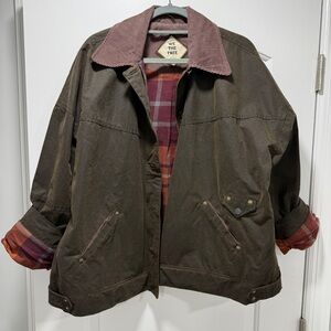 Free People We the Free Cori Waxed Jacket Size Small in Olive EUC